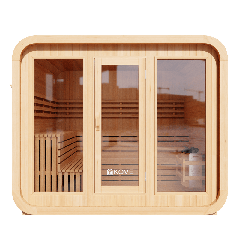 KOVE Cube Sauna 5–6 Person Outdoor Sauna – Premium Spruce Wood, 8kW Harvia Heater - image 3