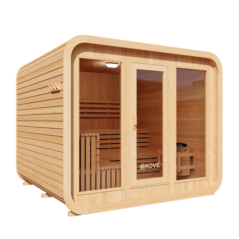 KOVE Cube Sauna 5–6 Person Outdoor Sauna – Premium Spruce Wood, 8kW Harvia Heater - image 2