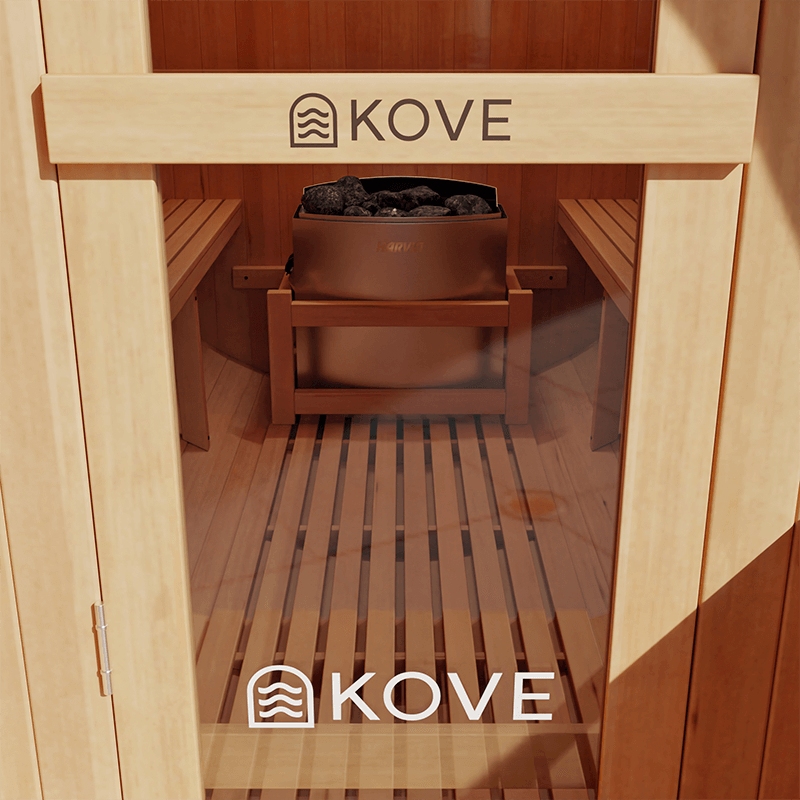 KOVE Outdoor Barrel Sauna – 4–6 Person Garden Sauna with 6kW Harvia Electric Heater - image 10
