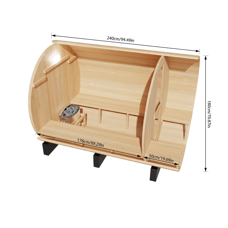 KOVE Outdoor Barrel Sauna – 4–6 Person Garden Sauna with 6kW Harvia Electric Heater - image 15
