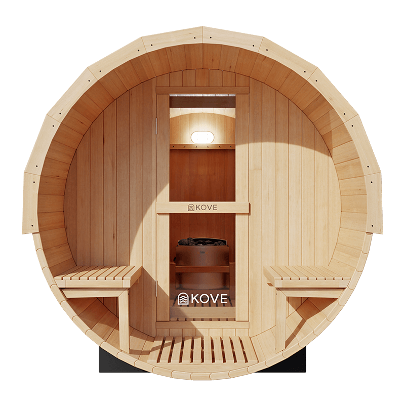 KOVE Outdoor Barrel Sauna – 4–6 Person Garden Sauna with 6kW Harvia Electric Heater - image 5