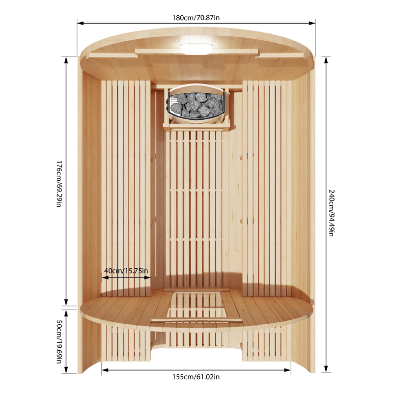 KOVE Outdoor Barrel Sauna – 4–6 Person Garden Sauna with 6kW Harvia Electric Heater - image 13
