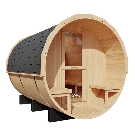 KOVE Outdoor Barrel Sauna – 4–6 Person Garden Sauna with 6kW Harvia Electric Heater - image 2
