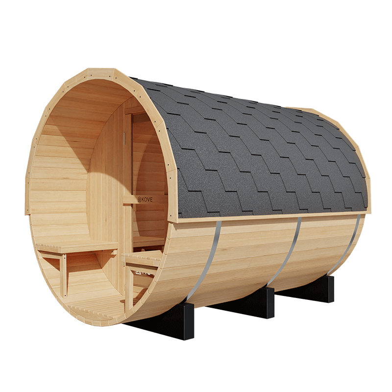 KOVE Outdoor Barrel Sauna – 4–6 Person Garden Sauna with 6kW Harvia Electric Heater - image 9