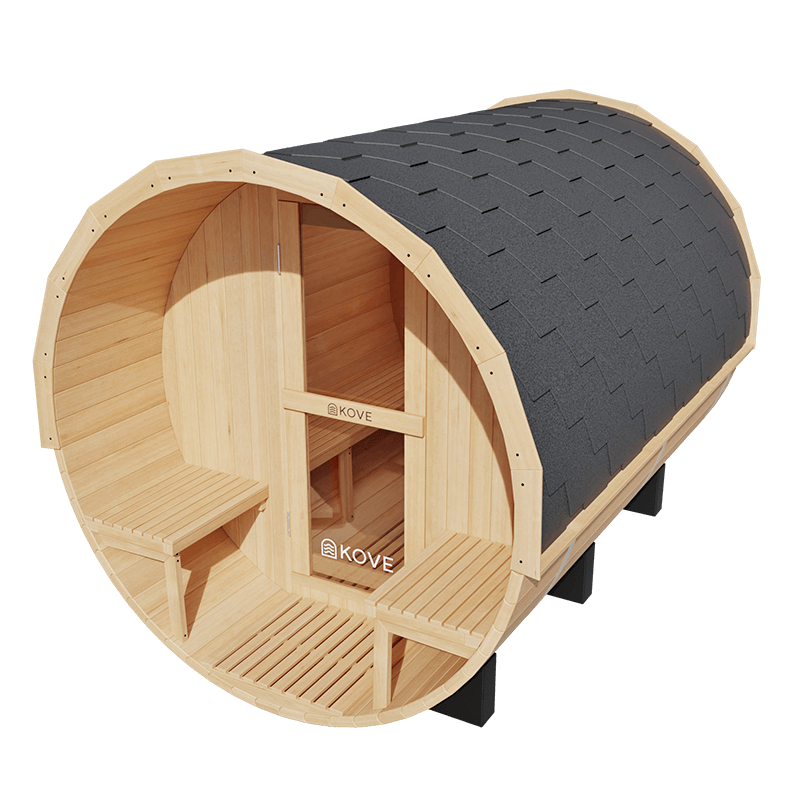 KOVE Outdoor Barrel Sauna – 4–6 Person Garden Sauna with 6kW Harvia Electric Heater - image 8
