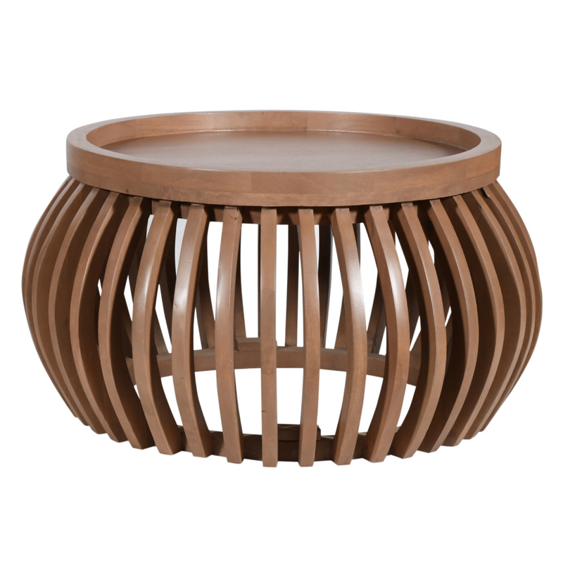 Indus Solid Wood Small Round Low Coffee Table - image 1