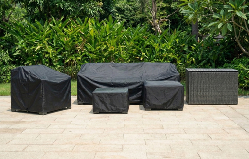 Marbella Grey 5 Seater Chaise Garden Sofa Set, Cover and Cushion Box Bundle - image 2