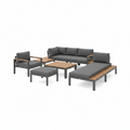 Modular Outdoor Garden Sofa Set with Aluminium Frame - Grey | Outsunny