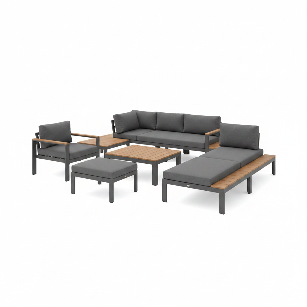 Modular Outdoor Garden Sofa Set with Aluminium Frame - Grey | Outsunny