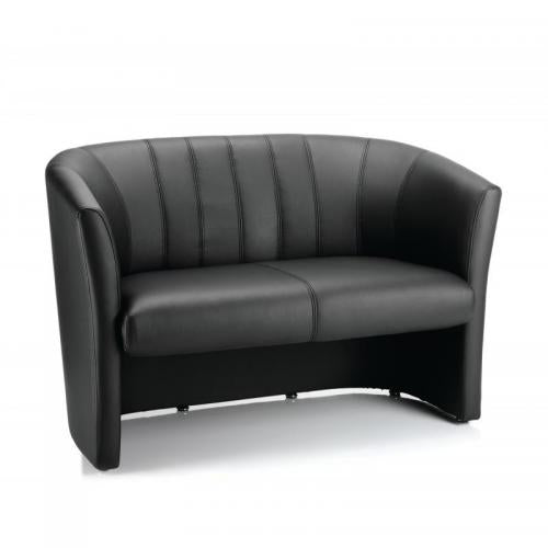Neo Twin Tub - Black Leather two-seater reception sofa