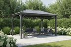 Outsunny 4x3m Outdoor Hardtop Gazebo with Curtains Lean-to Aluminium