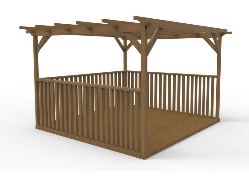 Square Pergola And Decking Kit With Three Side Balustrade - image 3