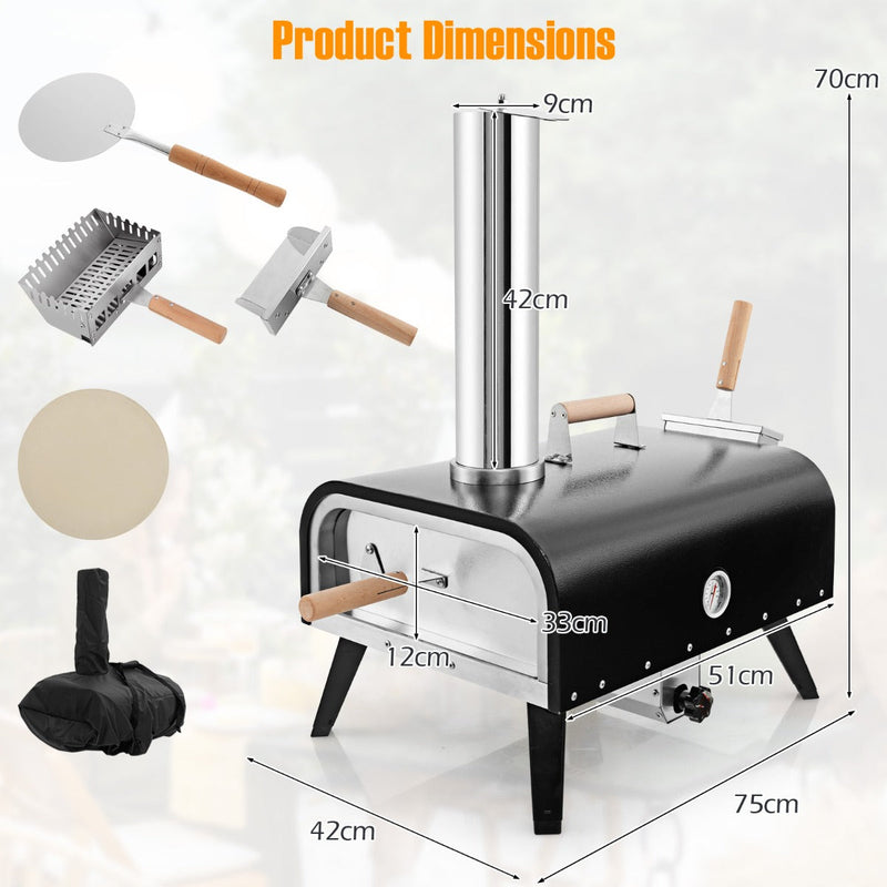 Stainless Steel 3-Layer Oven with Thermometer Pizza Peel and Carry Bag - view 2