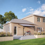 Wall Mounted Felt Shingle Roof Carport - Rustic Brown - 3.5m Depth x 4.34m Width