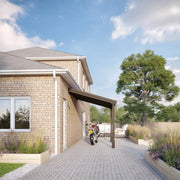 Wall Mounted Felt Shingle Roof Carport - Rustic Brown - 3.5m Depth x 4.34m Width - image 3