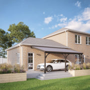 Wall Mounted Felt Shingle Roof Carport - Rustic Brown - 3.5m Depth x 4.34m Width - image 2