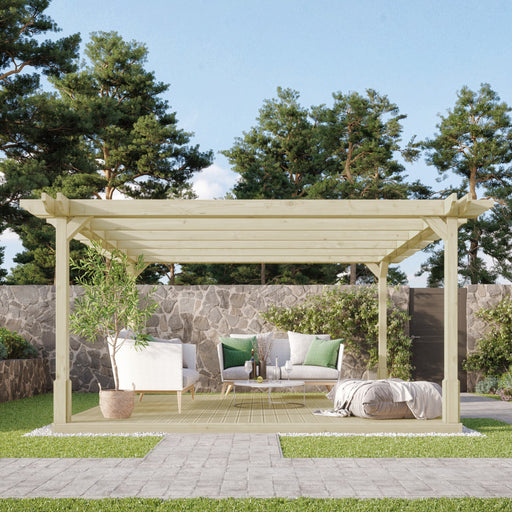 Freestanding Double Premium Pergola with Decking - Light Green - 3.6m Width x 3.6m Length - image 2