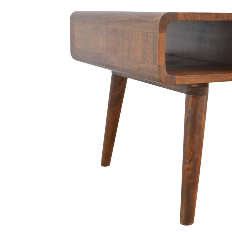 Curved Chestnut Coffee Table - wood grain close-up