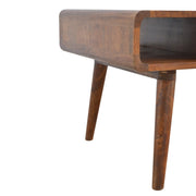 Curved Chestnut Coffee Table - wood grain close-up