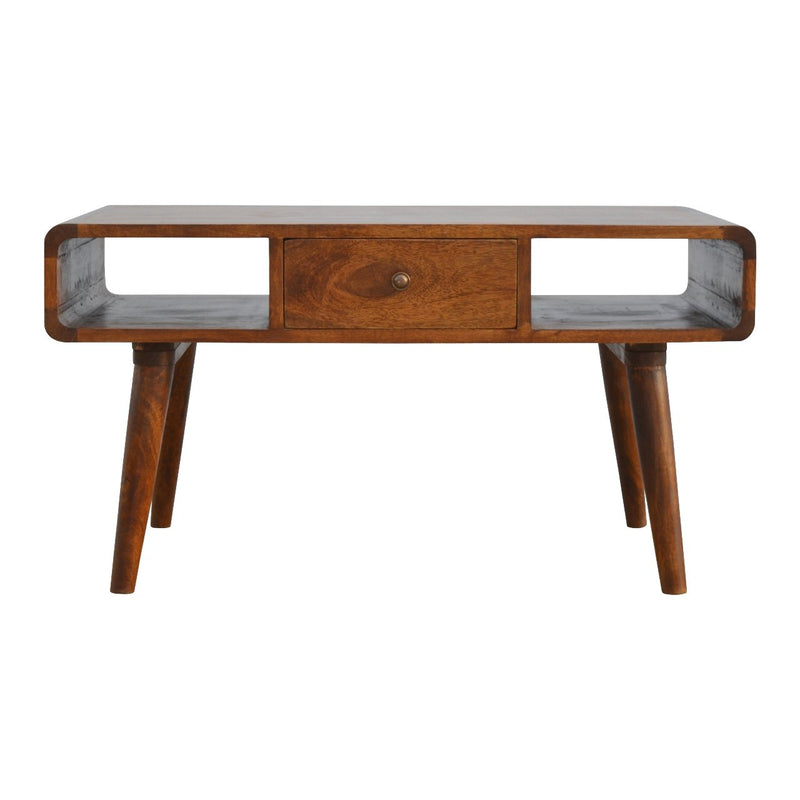 Curved Chestnut Coffee Table - front view