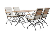 Sicily 4 Seater Teak and Wrought Iron Rectangular 120cm Garden Dining Set - image 7