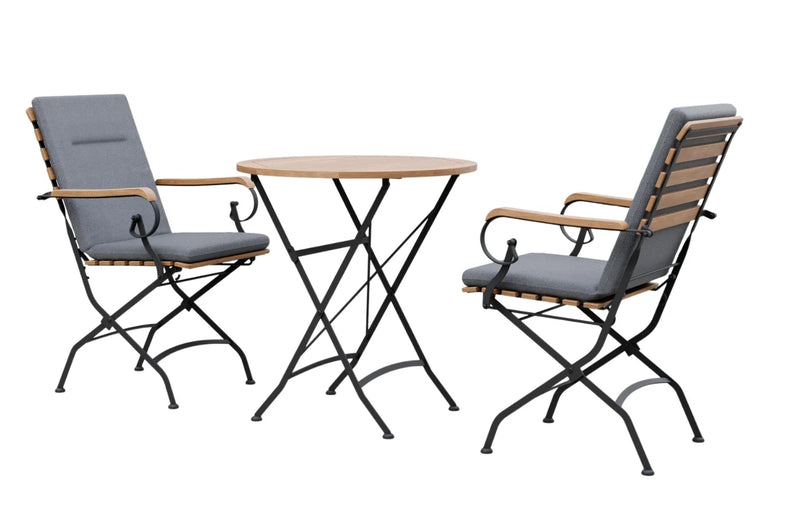 Sicily 2 Seater Teak and Wrought Iron Round 70cm Garden Dining Set - image 9