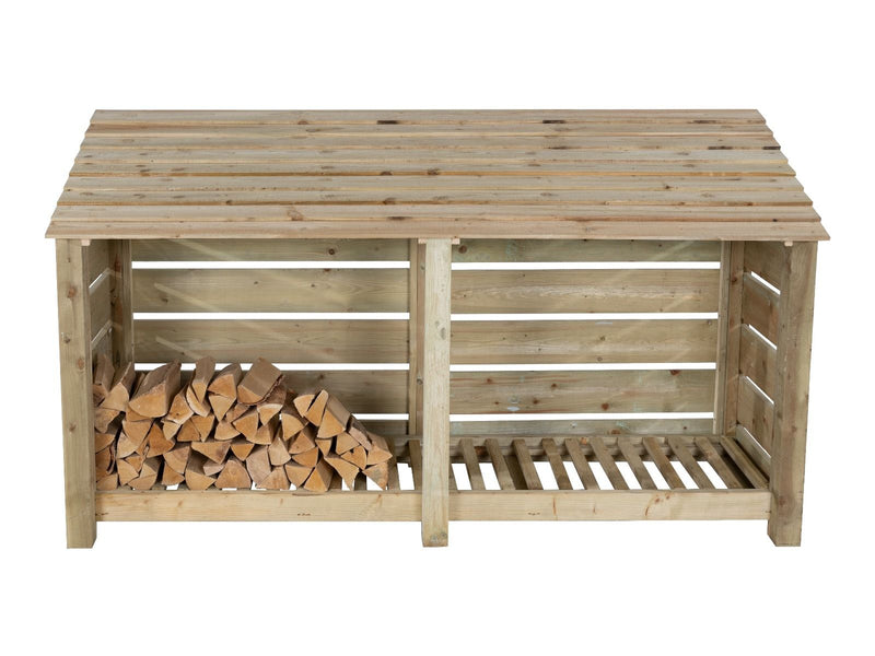 Slatted Wooden Log Store W-227cm, H-126cm or 180cm, D-88cm - image 3