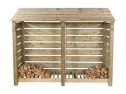 Slatted Wooden Log Store W-227cm, H-126cm or 180cm, D-88cm
