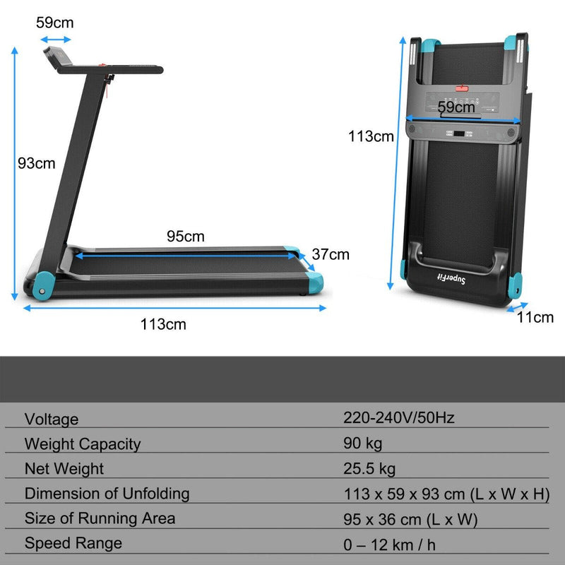 Folding Treadmill with App Control & Bluetooth Speaker Blue - view 4