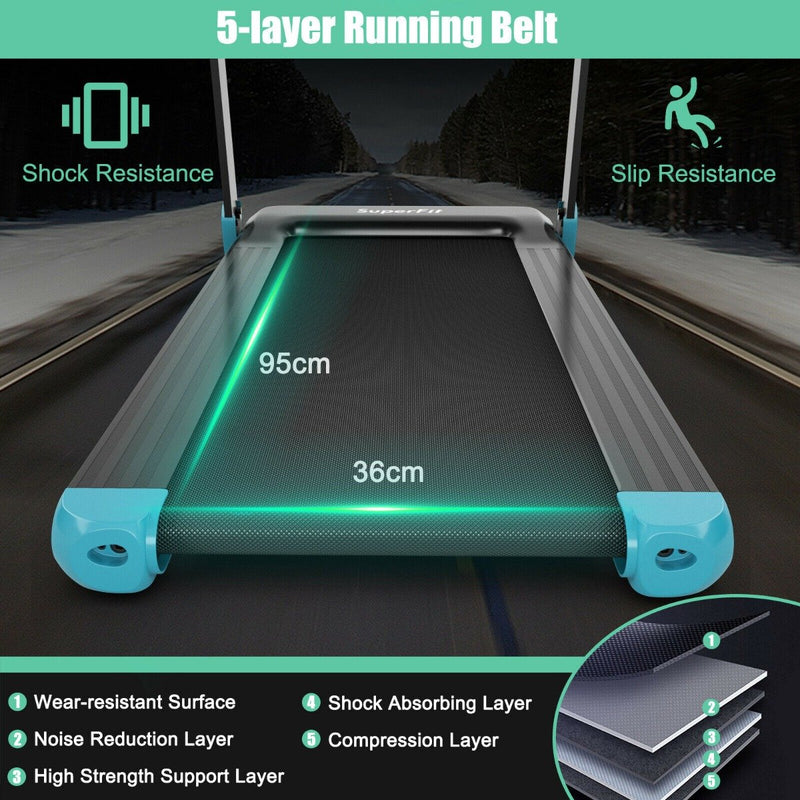 Folding Treadmill with App Control & Bluetooth Speaker Blue - view 3