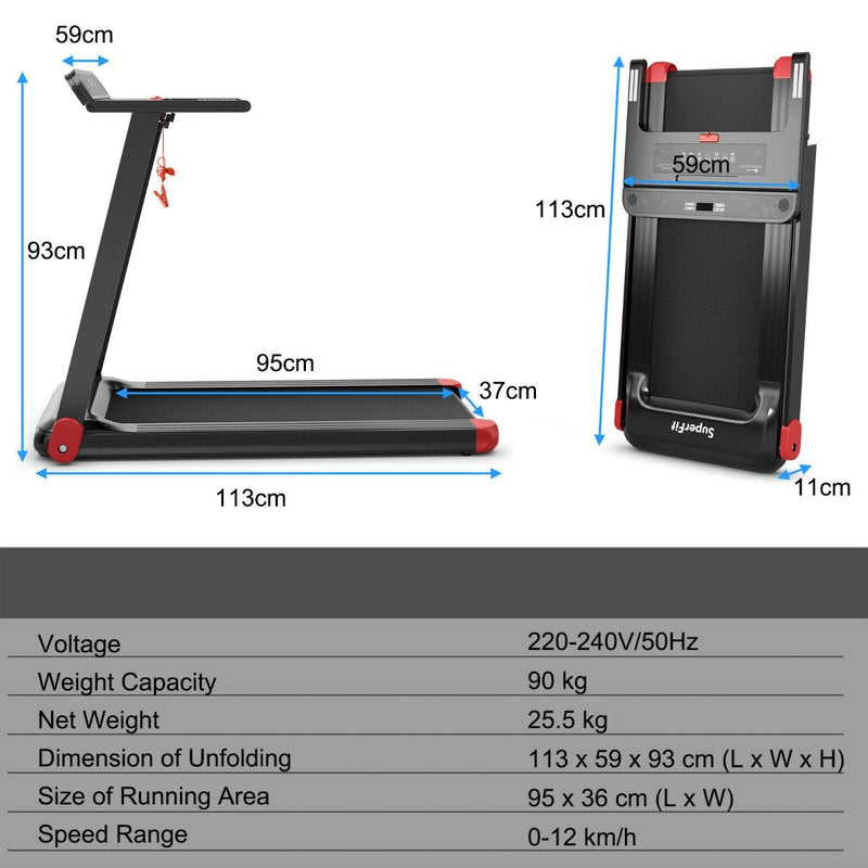 Folding Treadmill with App Control & Bluetooth Speaker Blue - view 8