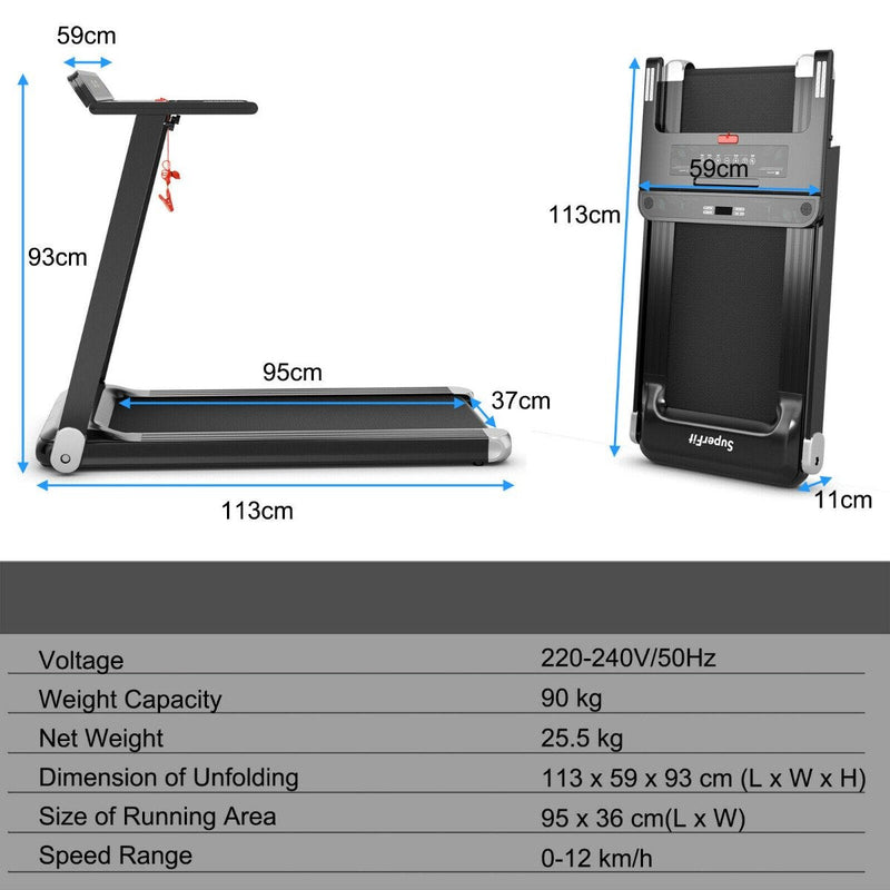 Folding Treadmill with App Control & Bluetooth Speaker Blue - view 12