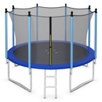 8/10/12FT Outdoor Trampoline with Enclosure Net and Ladder-12FT