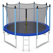8/10/12FT Outdoor Trampoline with Enclosure Net and Ladder-12FT