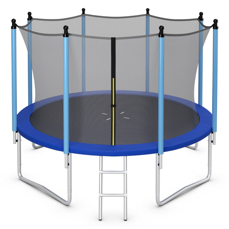 8/10/12FT Outdoor Trampoline with Enclosure Net and Ladder-12FT