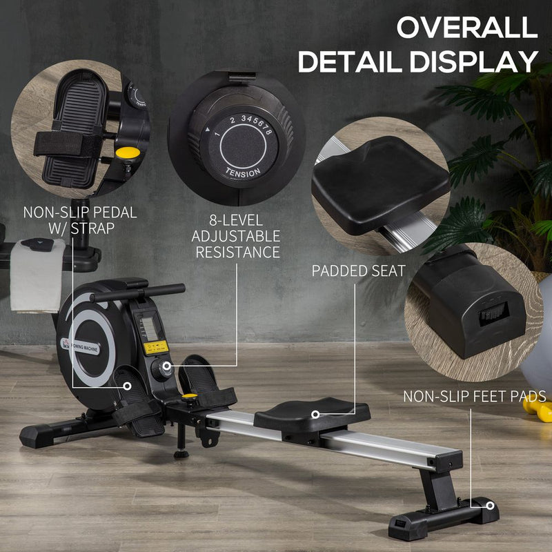 HOMCOM Indoor Body Health & Fitness Adjustable Magnetic Rowing Machine Rower