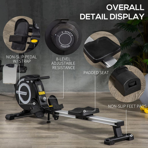 HOMCOM Indoor Body Health & Fitness Adjustable Magnetic Rowing Machine Rower