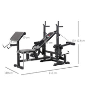 HOMCOM multi-exercise weight bench with bench press and leg extension - view 3