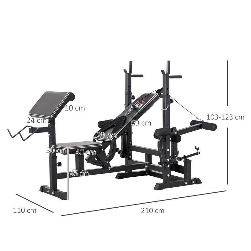 HOMCOM multi-exercise weight bench with bench press and leg extension - view 3