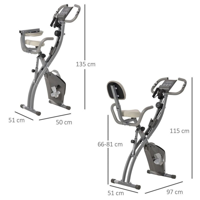 HOMCOM 2-In-1 Upright Exercise Bike 8-Level Adjustable with Pulse Sensor Grey - image 3