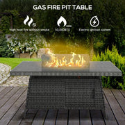 Outsunny PE Rattan Dining Set with Fire Pit Table and Cushioned Armchairs, Grey - image 6