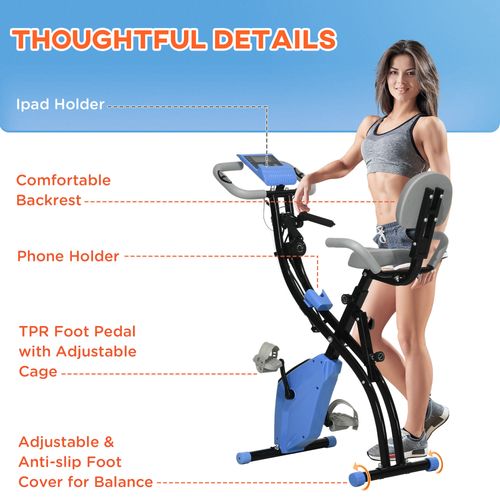 HOMCOM 2-In-1 Folding Exercise Bike with 8-Level Magnetic Resistance - image 13