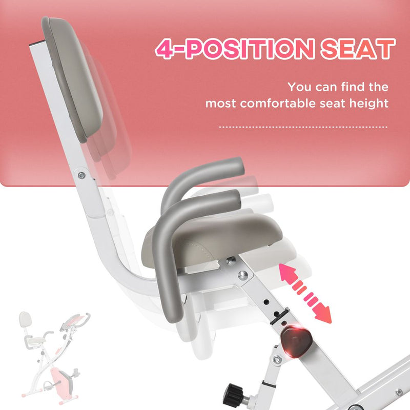 Premium Adjustable 2-in-1 Exercise Bike - LCD Monitor, Pulse Sensor, Pink - HOMCOM - image 4