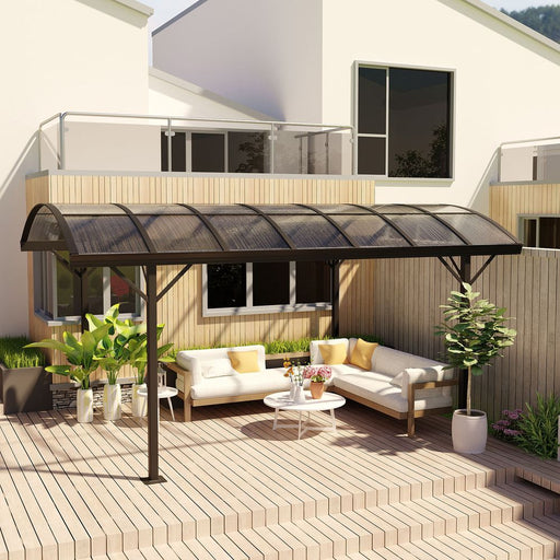 Premium 5x3m Hardtop Aluminum Gazebo Pergola - Brown - Polycarbonate Roof - image 2