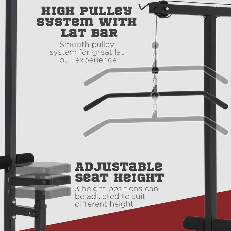 HOMCOM Lat Pull Down Machine with Extra Pulley for Seated Rows, Cable Pulley System - image 5