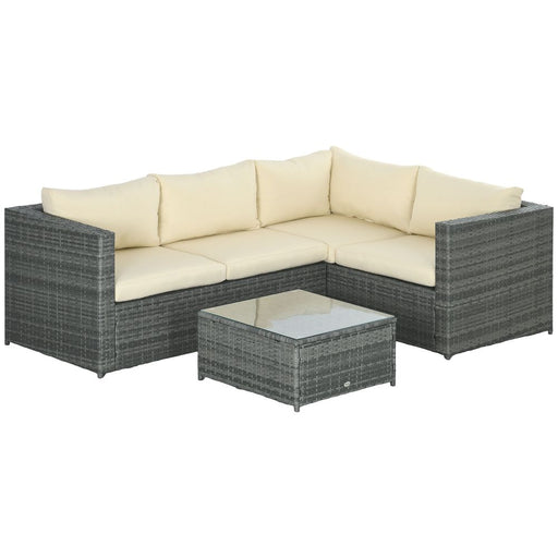 Premium Outsunny 3Pcs Rattan Corner Sofa Set - Garden Furniture + Cushion - High-Quality - image 2