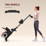 SPORTNOW Foldable Water Rowing Machine with Wheels and LCD Monitor, Black - image 5