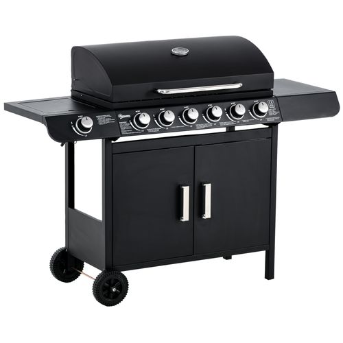 Outsunny 6+1 Burner Gas BBQ Grill Garden Barbecue with Wheels, Cabinet - image 2