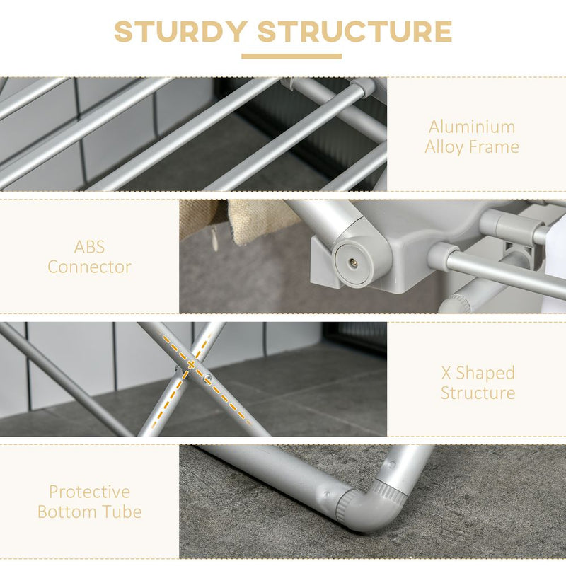 Electric Heated Folding Indoor Airer Laundry Drying Horse Rack, Silver - image 7