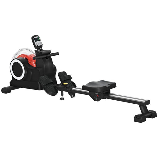 SPORTNOW Foldable Water Rowing Machine with Wheels and LCD Monitor, Black - image 2